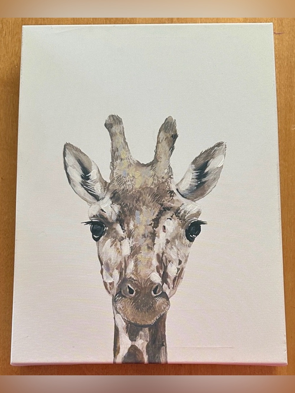 Watercolor Giraffe Portrait Stretched Canvas Wall Art Nursery Decor 12" x 16"